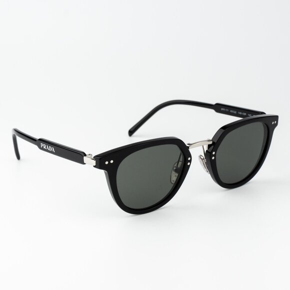 Prada Women Sunglasses Black Green Polarized Oval PR17YS 1AB03R BRAND NEW - Picture 4 of 13